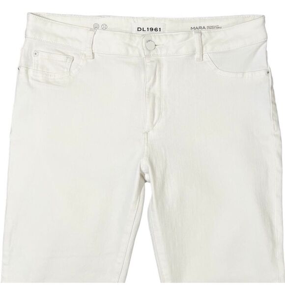 DL1961 Mara Straight Mid-Rise Instasculpt Ankle Jeans White Size 14/32 - Picture 7 of 15